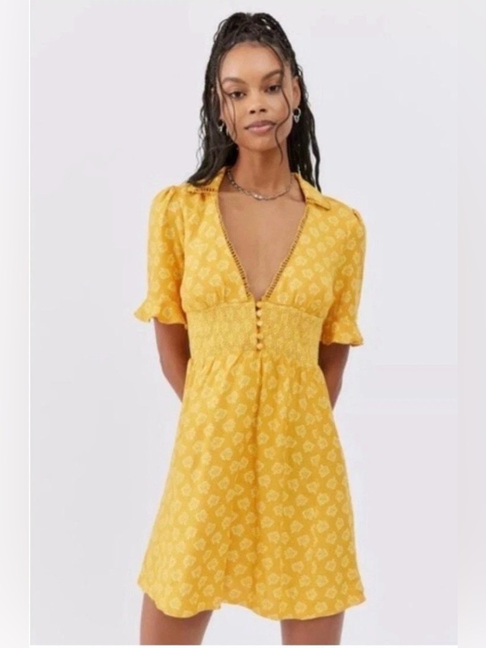 Urban Outfitters Graziana Printed Short Sleeve Mini Dress
